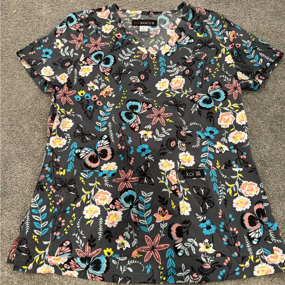 KOI Butterfly Scrub Top (small)